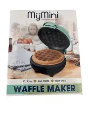 My Mini™ Nostalgia Teal Waffle Maker Compact 5" 550 Watts Non-Stick 082677003256