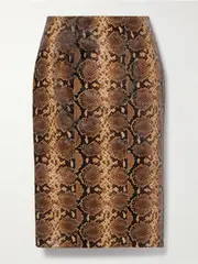 Salon 1884 - Yvette Paneled Snake-effect Leather Skirt - Snake print - FR 40