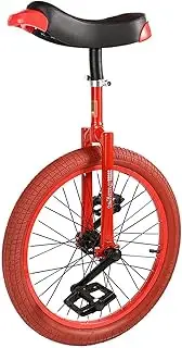 Red Unicycles for Adults Kids - Steel Frame, 20 Inch One Wheel Balance Bike for Teens Men Woman Boy Rider, Mountain Outdoor Durable TDF