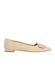 Manolo Blahnik Pointed-Toe Slip-On Flat Shoes 41 beige