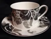 Lenox Silver Applique Cup & Saucer Set Of 4
