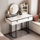 Lioness Dresser Vanity Table with Mirror & Drawers White & Black