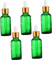 5Pcs Refillable Glass Essence Bottles with Dropper for Essential Oils Perfume and Liquid Dispensing for Travel and Daily Use