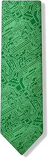 [Wild Ties] Men's Microfiber Green Computer Science Circuit Board Geek Necktie Neck Tie Neckwear
