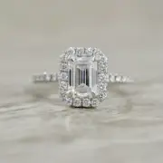 3.20 Ct Lab-Created Emerald Cut White Diamond Engagement Ring 14K White Gold FN