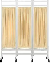 Folding Hospital Privacy Screen with Wheels,Adjustable Partition Wall Panel,Freestanding Room Partition Wall Divider, 6Ft High Standing Door Partition,Beige