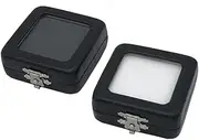 luzen 2Pcs Black PU Leather Gemstone Display Box Loose Diamond Jewelry Box Show Case Storage Box Holder with Clasp Lids and Sponge for Gems Coin Jewelry Displaying and Gift Packing