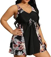[TangDao] Womens Plus Size Tankini Swimsuits Flowy Swim Dress Two Piece Swimwear with Short Tummy Control Bathing Suits