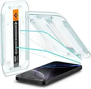 SPIGEN EZ Fit for iPhone 16 Pro Screen Protector, Easy Application Auto Alignment Technology Installation Tray Oleophobic Coating 9H Tempered Slim Glass [2-Pack] - Clear