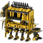 Modular Power Tool Organizer with Charging Station, Wall Mount Garage Shelf R...