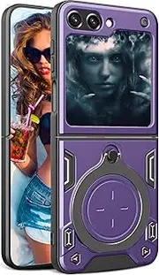 [Ephoou] Heavy Duty Case for Samsung Galaxy Z Flip 6 with Magnetic Ring Kickstand, Military Grade Shockproof woman Men Cover Case for Samsung Galaxy Z Flip6 for Samsung Galaxy Z Flip6. JS-Purple