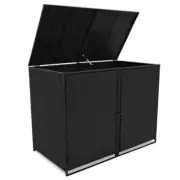 Black Double Wheelie Bin Shed Garden Outdoor Bins Storage Large Rattan Container