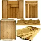 NEW Premium Organic Bamboo Kitchen Set Knife Block Cutting Board Tray Organizer