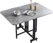 Space Saving Folding Dining Table for Small Spaces, Extendable Rectangular Table Dining Table for Kitchen Bedroom Dining Room with Caster Wheels (Color : Gray, Size : 120x80x75CM)
