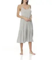 Ladies Gingerlilly PJS Grey Bamboo Blend Tiered Nightie Pyjamas Fleur