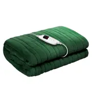 Electric Heated Blanket Flannel Washable Throw Rug - Winter Green