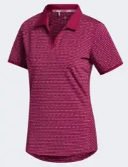 ADIDAS Women's Red Ultimate365 Space-Dyed Striped Polo Shirt RRP £60