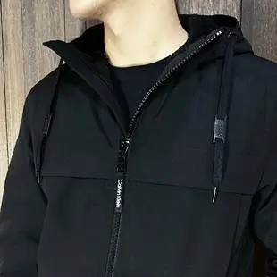美國百分百【全新真品】Calvin Klein 防風外套 連帽 男款 CK 保暖 內刷毛 夾克 黑色 CN60