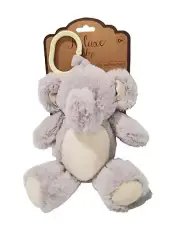 New Kellytoy K Luxe Baby Pram Toy Stuffed 10" Plush Animal Gray Elephant Rattle