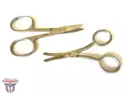 2pc Straight + Curved Mustache Nose Hair Scissors 3.5" w/ Safety Tips