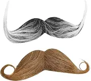2Pcs Creative Man Mustache Costume Accessory and Curved Faux Beard for Halloween Parties Cosplay and Themed Events Party Mustache Ornament