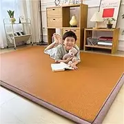 Japanese Floor Futon Mattress, Traditional Japanes Natural Rattan Tatami Mat, Foldable Futon for Dormitory, Sleeping, Meditation, Yoga(Brown,120x200cm/Twin XL)