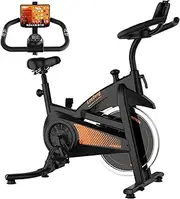 【UPDATE】LucZeng Exercise Bike, Stationary Bike for Home with Heart Rate Monitoring, Indoor Spin Bike with Silent Belt Drive, Heavy Flywheel, Comfortable Seat Cushion and Upgraded Digital Display