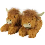 Plush Scottish Cow Slippers Soft Fuzzy Indoor House Shoes For Winter Indoor Outdoor-yezi M