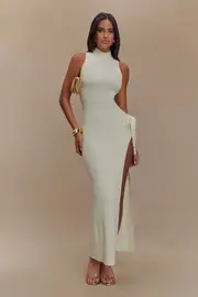 Stephanie Cut Out Knit Maxi Dress - Ivory