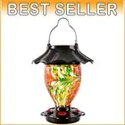 Elegant Hanging Solar Hummingbird Feeder - Durable Glass & Metal Design, 32 oz