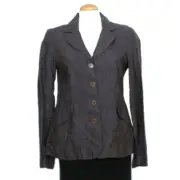 EILEEN FISHER Dapple Gray Rumpled Linen Delave Shaped Jacket