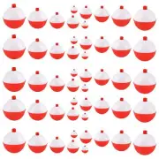 50pcs Fishing Bobbers Floats Set Snap on Float Red/White Push Button Round Bu...