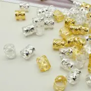 100PCS Golden Metal African Hair Rings Beads Cuffs Tube Adult Unisex Dreadlock