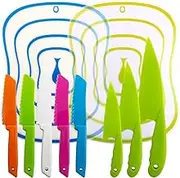 10 Packs Kitchen Knife Set, Sonku Cooking Knives with Cutting Boards for Kids and Adults -Multi Colors