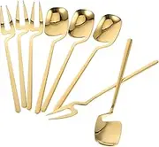 LAPYAPPE 1 Set Stainless Steel Dessert Set Polished Finish Utensils for Appetizers Salads and Desserts Spoons and Salad Forks for Home Gatherings