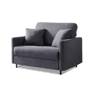 Single Sofa Bed Linen Armchair Lounge Chair Folding Couch with 2 Cushions Grey