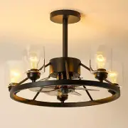 24" Chandelier Ceiling Fans with Lights and Remote, Black Chandelier Fan, Mod...