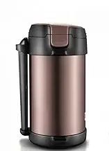 Food Flask Stainless Steel Bento Interior Insulated Food Container Stays Hot, Stainless Steel Vacuum Flask Bottle for Stew Cook Soup Food, 2200Ml-brown