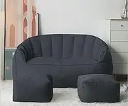 UYSOFRCV Bean Bag Chair Cover Double Lazy Sofas Cover w/Footstool (No Filler) High-Quality Cotton and Linen Fabric, Soft and Breathable Lounger Seat Bean Bag Cover,Gray
