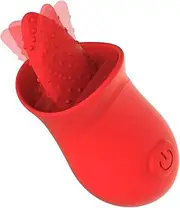 Licking Vibrator - Crazy Tongue Vibrator with 10 Tongue Licking Modes G-Spot Vibrator Clit Nipples Penis Anal Stimulator Licking Device for Male and Female Adult Sex Toy (Red)