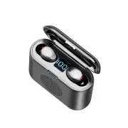 F9 2 In 1 Mini Digital Display bluetooth 5.0 Headphones IPX7 Wireless Stereo Earphone with Speaker Charging Box