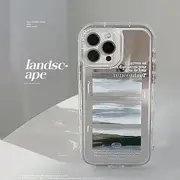 Cloud Print Mirrored Phone Case - iPhone 15 Pro Max / 15 Pro / 15 Plus / 15 / 14 Pro Max / 14 Pro / 14 Plus / 14 / 13 Pro Max / 13 Pro / 13 / 13 mini / 12 Pro Max / 12 Pro / 12 / 12 mini / 11 Pro Max / 11 Pro / 11 / SE / XS Max / XS / XR / X Silver - iPhone 11