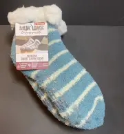 Muk Luks Women's Short Cabin Socks Fully Lined Shoe Sz 6-10 blue teal 2 Pk NWT