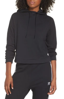 Womens Adidas Cropped Black Hoodie Adidas ID Hooded Pullover NEW