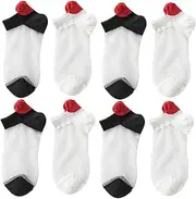[BESTYASH] Fashionable Women's Socks 4 Pairs Cotton Mesh Socks Heart Design Breathable Ultra-thin Love Stockings