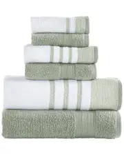 Modern Threads 6pc Quick Dry White/Contrast Towel Set