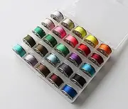 25Pcs Metal Bobbins and Sewing Thread with Case for Singer Brother Babylock Janome Elna,Assorted Colors Pre-Wound Bobbins Set for DIYers