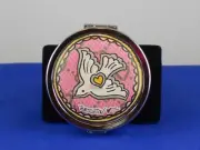Brighton Silver Metal FASHION JEWEL Dove Leather Top Round Pill Box E5452M $45
