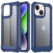 For iPhone 14 Plus Carbon Fiber Texture Phone Case Hard PC Hybrid Protective Cover
