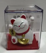 Solar Lucky Cat Waving Arm Solar Toy-white,2” Tall,New